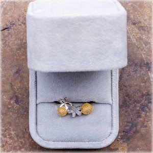 Two-tone sterling silver ball ring